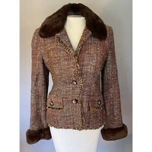 VTG Penny Lane Sz‎ 6 Bloomingdale’s Jacket Silk Rabbit Fur Mob Wife Blazer City